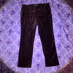 Lauren Ralph Lauren Green Label Womens Velvet Pants Jeans Burgundy 8